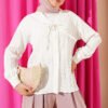 V-Neck Striped Tied Shirt White