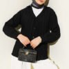 V-Neck Striped Tied Shirt Black