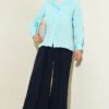 V-Neck Striped Tied Shirt Turquoise - Imagen 2
