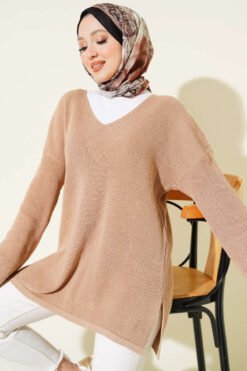 V-Neck Plain Knit Tunic