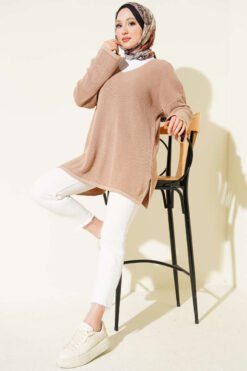 Vista alternativa de V-Neck Plain Knit Tunic
