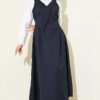 V Neck Belted Dress Navy Blue