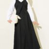 V Neck Belted Dress Black
