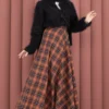 Diagonal Check Pattern Skirt - Image 3