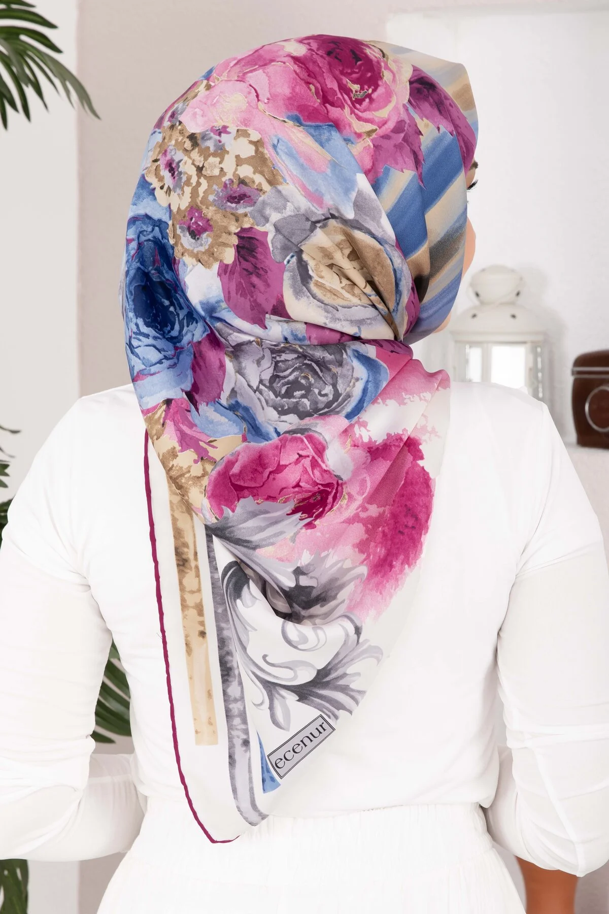 Vintage Rose Pattern Scarf Series Fuchsia – Bild 3