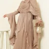 Ruffled Draped Evening Dress Beige – Image 2