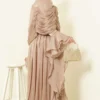 Ruffled Draped Evening Dress Beige – Image 3