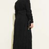 Buttoned Asymmetrical Belted Wrinkled Dress Black – Bild 3