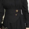 Buttoned Asymmetrical Belted Wrinkled Dress Black – Bild 4