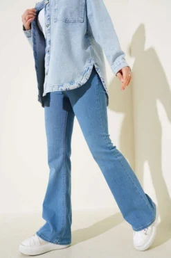 High Waist Flared Pants Blue