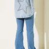 High Waist Flared Pants Blue - الصورة 3