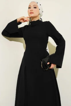 Alternative view of Split Hem Belted Linen Tunic Set Black