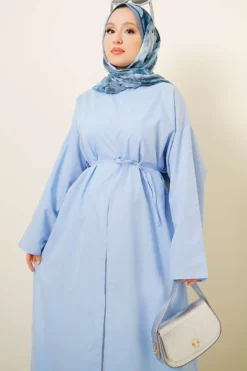 Vue alternative de Split Side Long Tunic with Belt Blue