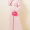 Split Side Long Tunic with Belt Pink