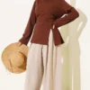 Side Slit Tunic with Ties Brown - Imagen 2
