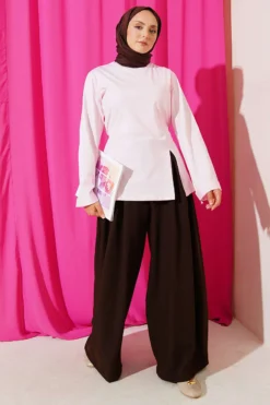 Alternatieve weergave van Side Slit Tunic with Ties Pink