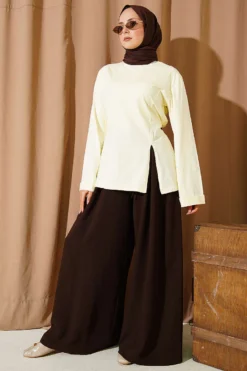 Alternatieve weergave van Side Slit Tunic with Ties Yellow