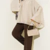 ⁦Gathered Neck Oversize Tunic Beige⁩ - الصورة ⁦2⁩
