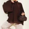 Gathered Neck Oversize Tunic Brown