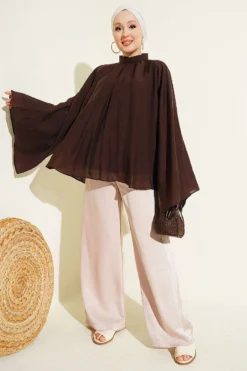 Alternative Ansicht von Gathered Neck Oversize Tunic Brown