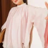 Gathered Neck Oversize Tunic Powder Pink