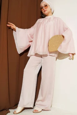 Alternative Ansicht von Gathered Neck Oversize Tunic Powder Pink