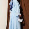 Ruffle Blouse with Tie Neck Skirt Set Blue – Bild 3