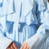 Ruffle Blouse with Tie Neck Skirt Set Blue – Bild 4
