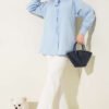 Shirt with Neck Tie Detail Blue - Imagen 2