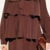 Layered Modal Skirt Set with Neck Tie Brown – Image 4