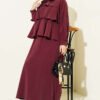 Layered Modal Skirt Set with Neck Tie Plum