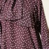 ⁦Tie-Neck Polka Dot Tunic Brown⁩ - الصورة ⁦4⁩