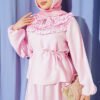 Ruffled Neck Tie Waist Skirted Two-Piece Set Pink – Image 2