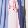 Ruffled Neck Tie Waist Skirted Two-Piece Set Pink – Image 3