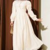 Lace Collar Balloon Sleeve Dress Powder Pink - Imagen 5