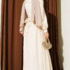 Lace Collar Balloon Sleeve Dress Beige - immagine 3