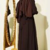 Lace Collar Balloon Sleeve Dress Brown – Bild 3