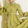 Lace Collar Balloon Sleeve Dress