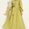 Lace Collar Balloon Sleeve Dress - Imagen 2