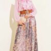 Ruffled Collar Printed Skirt Set Pink