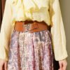 Ruffled Collar Printed Skirt Set Yellow wholesale clothing set view 4 - Hicabistan Turkey factory