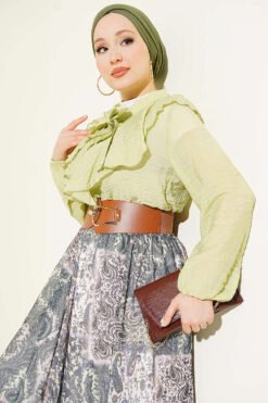 Alternatieve weergave van Ruffled Collar Printed Skirt Set