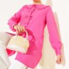 Ruffled Bow Collar Tunic Fuchsia