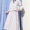 Collared Pleated Skirt Two-Piece Set Grey