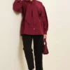 Collar Tie Waist Poplin Shirt Burgundy – Bild 2