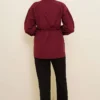 Collar Tie Waist Poplin Shirt Burgundy – Bild 3