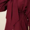Collar Tie Waist Poplin Shirt Burgundy – Bild 4