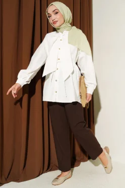 Alternative view of Collar Tie Waist Poplin Shirt Ecru