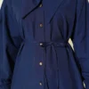 Collar Tie Waist Poplin Shirt Navy Blue – Bild 4