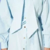 Collar Tie Waist Poplin Shirt Blue - immagine 4